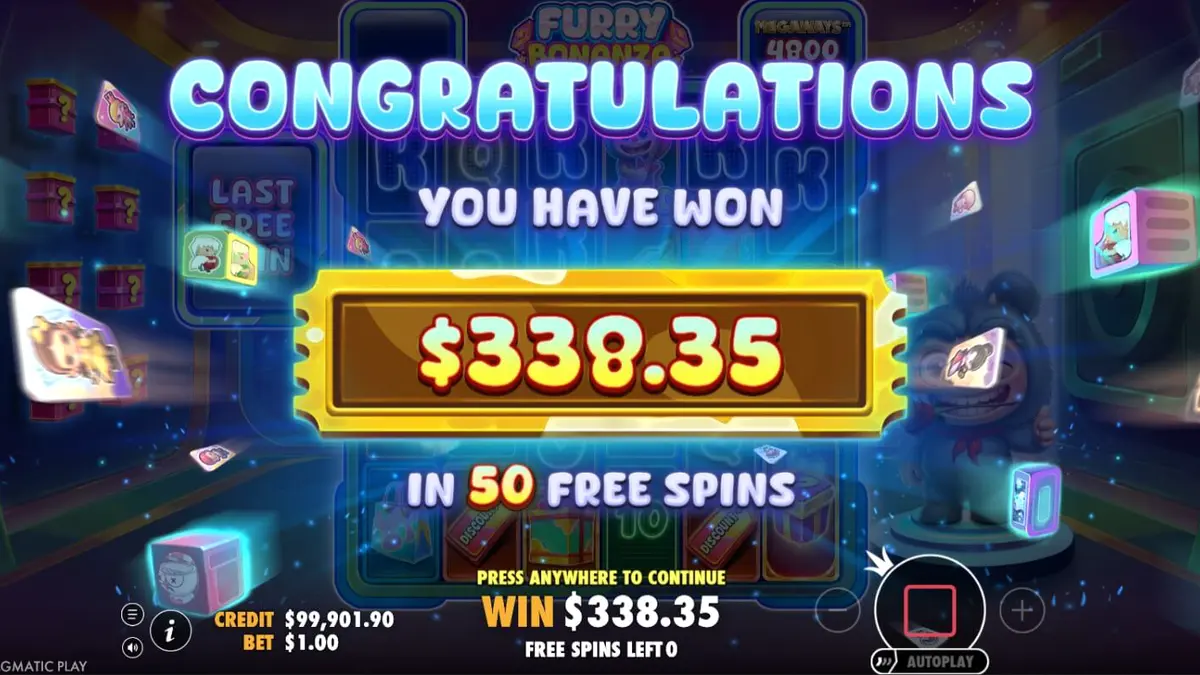 Karakter beruang lucu dalam slot Furry Bonanza Megaways